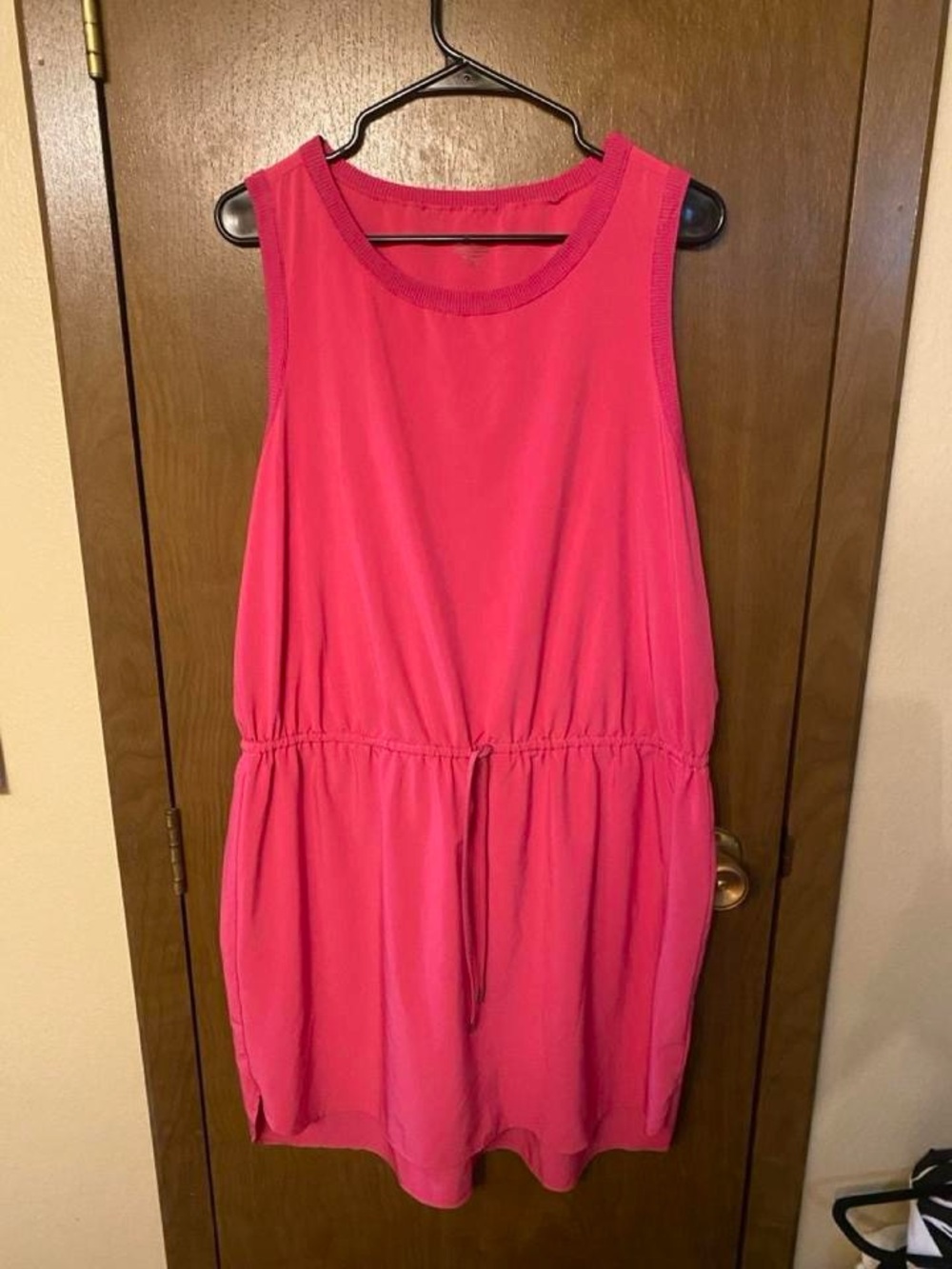 Athleta Hot Pink Sleeveless Drawstring Mini Dress